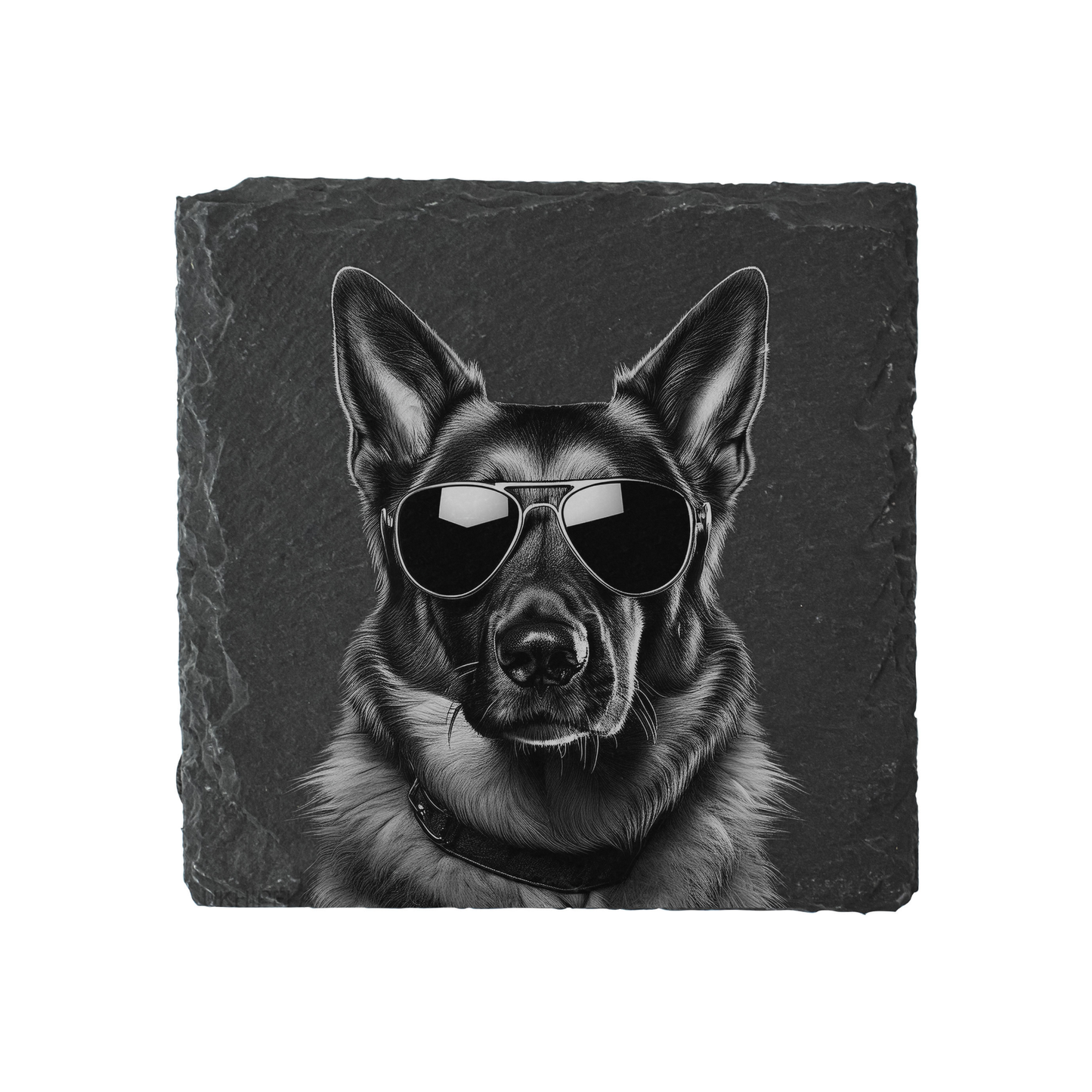 German Shepherd - Sunglasses - Engraved Slate Coaster
