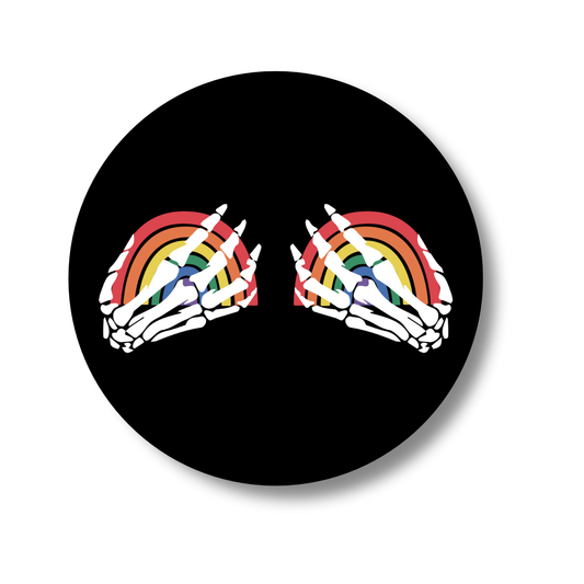 Skeleton Hands Rainbow- Gloss Wooden Coaster