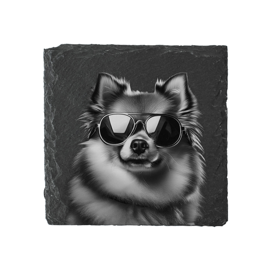 Pomeranian - Sunglasses - Engraved Slate Coaster