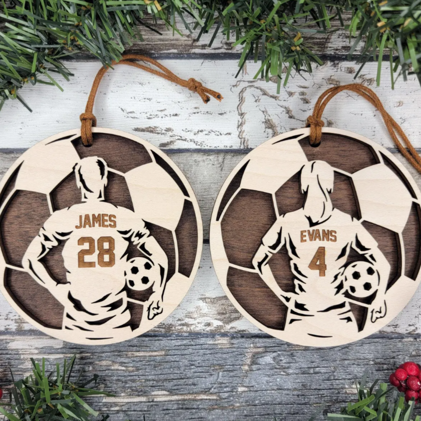 Personalised Football Player - Laser Cut Decoration
