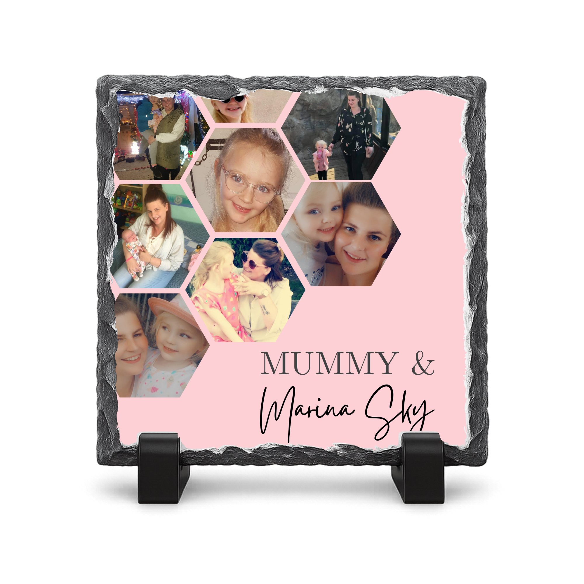 Personalised 8 Photo Mothers Day - Gloss Rock Slate 20x20cm