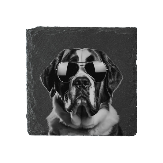 Saint Bernard - Sunglasses - Engraved Slate Coaster