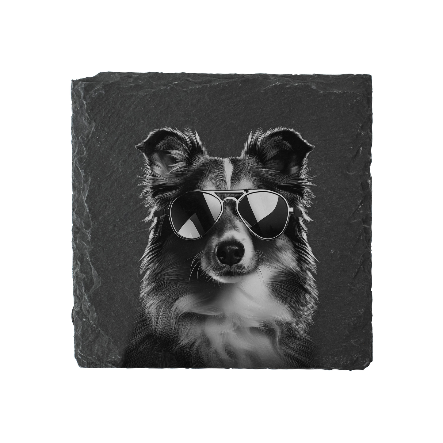 Shetland Sheepdog - Sunglasses - Engraved Slate Coaster