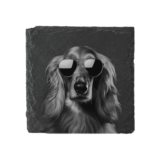Afgan Hound - Sunglasses - Engraved Slate Coaster