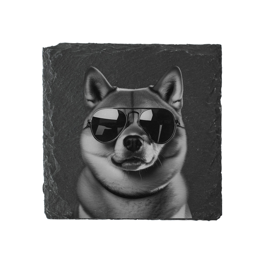 Shiba Inu - Sunglasses - Engraved Slate Coaster