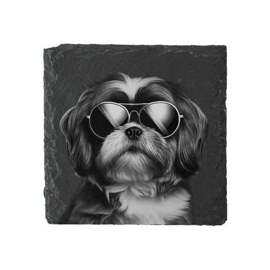 Shih Tzu - Sunglasses - Engraved Slate Coaster
