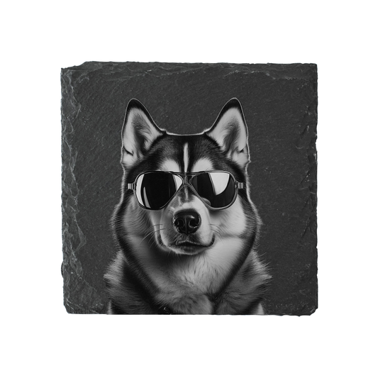 Siberian Husky - Sunglasses - Engraved Slate Coaster