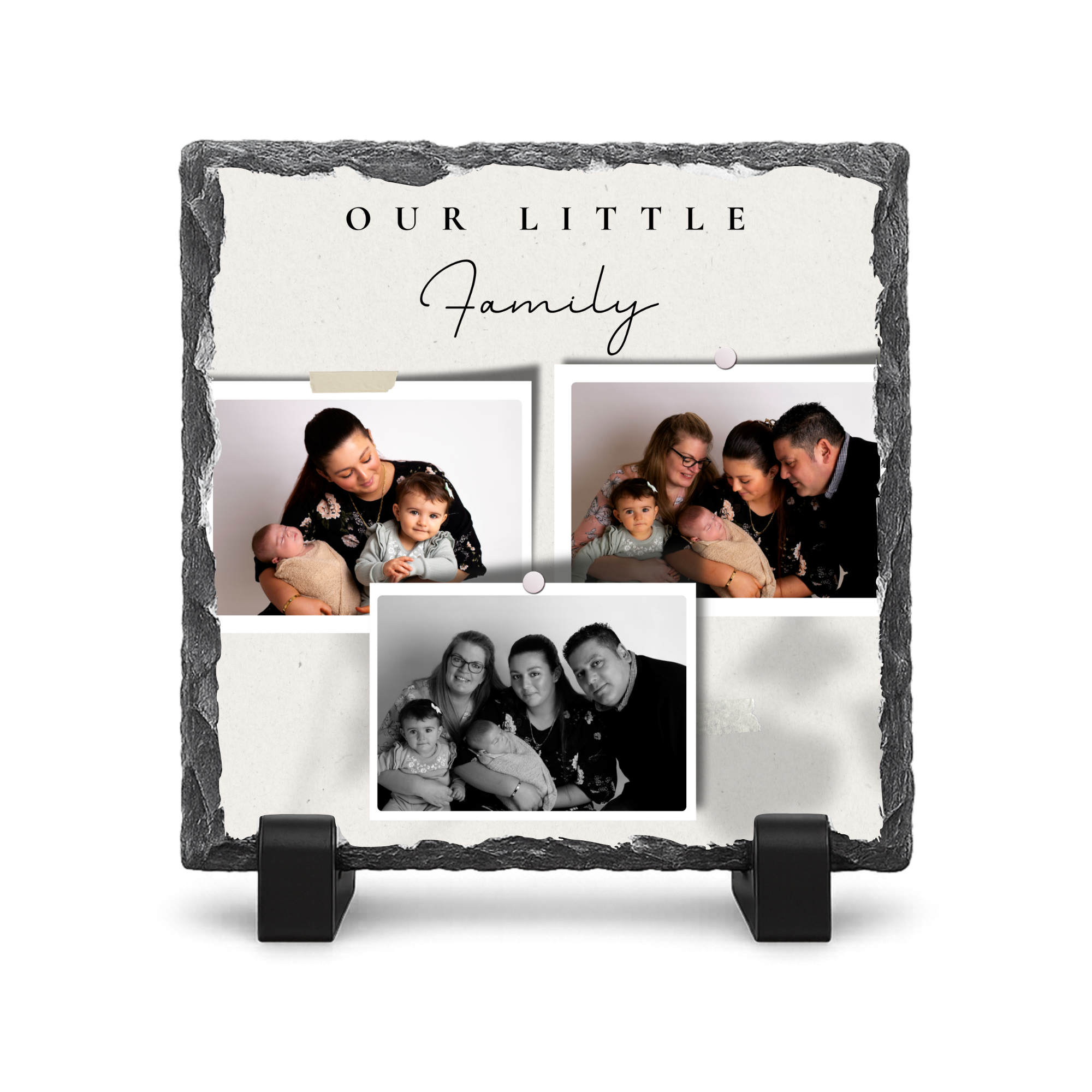 Personalised 3 Landscape Photo - Gloss Rock Slate 20x20cm