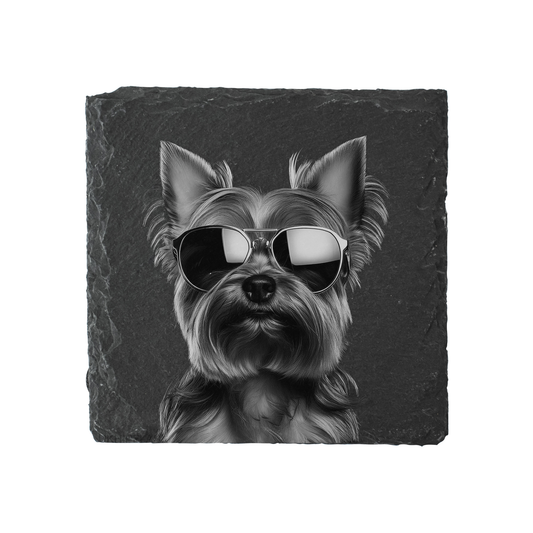 Yorkshire Terrier - Sunglasses - Engraved Slate Coaster