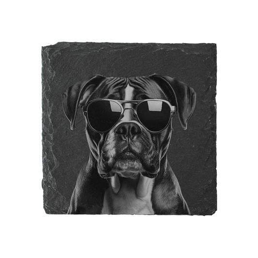 Boxer - Sunglasses - Engraved Slate Coaster
