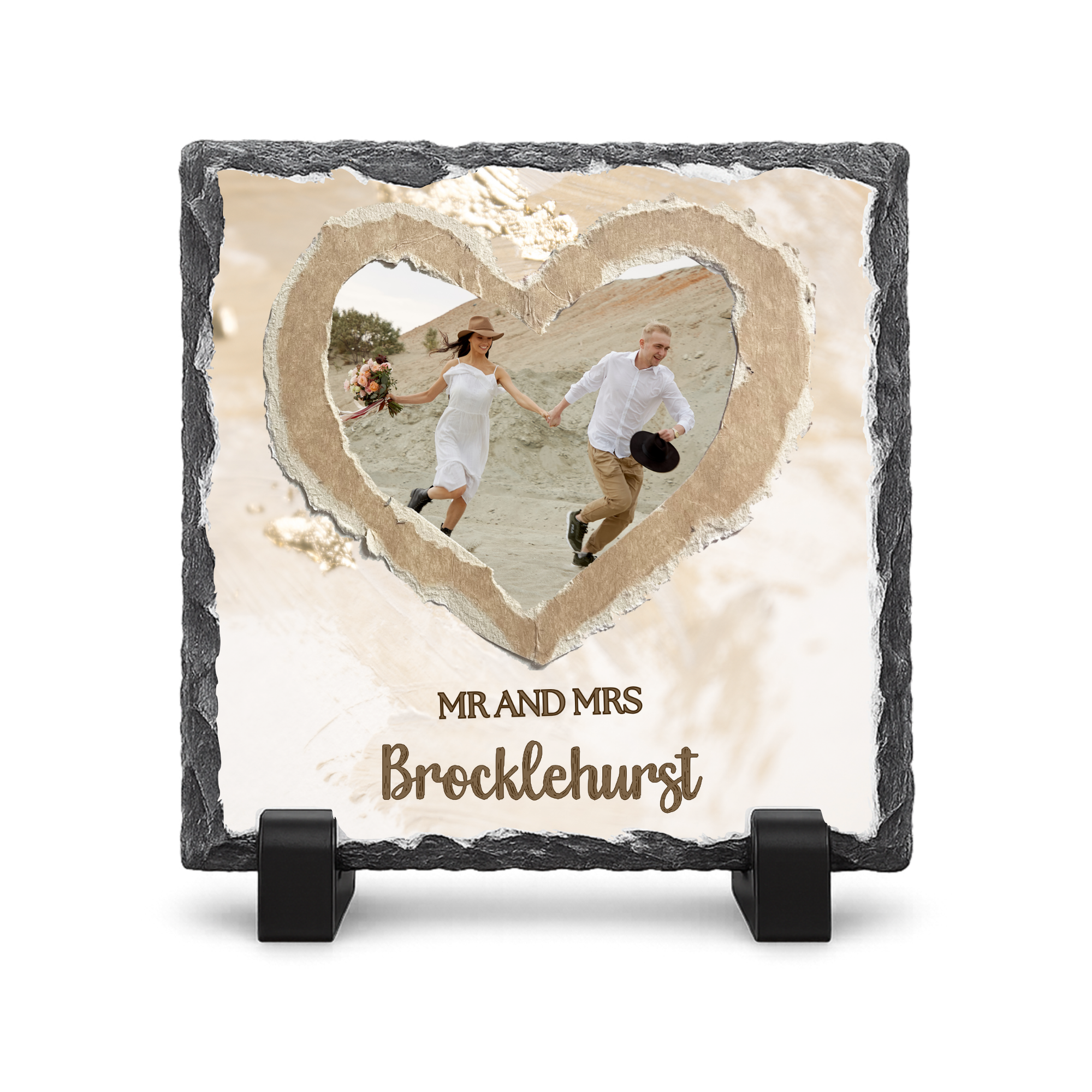 Personalised Mr & Mrs  - Gloss Rock Slate 20x20cm