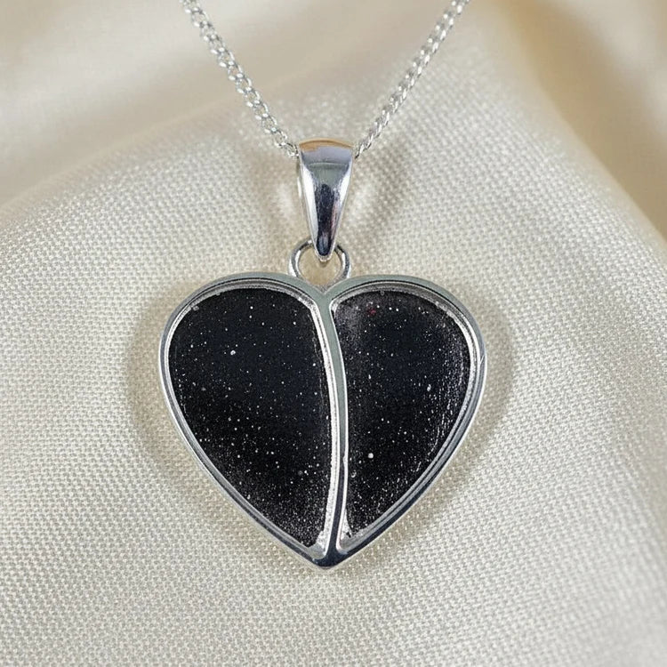 Split Heart Sterling Silver Memorial Pendant