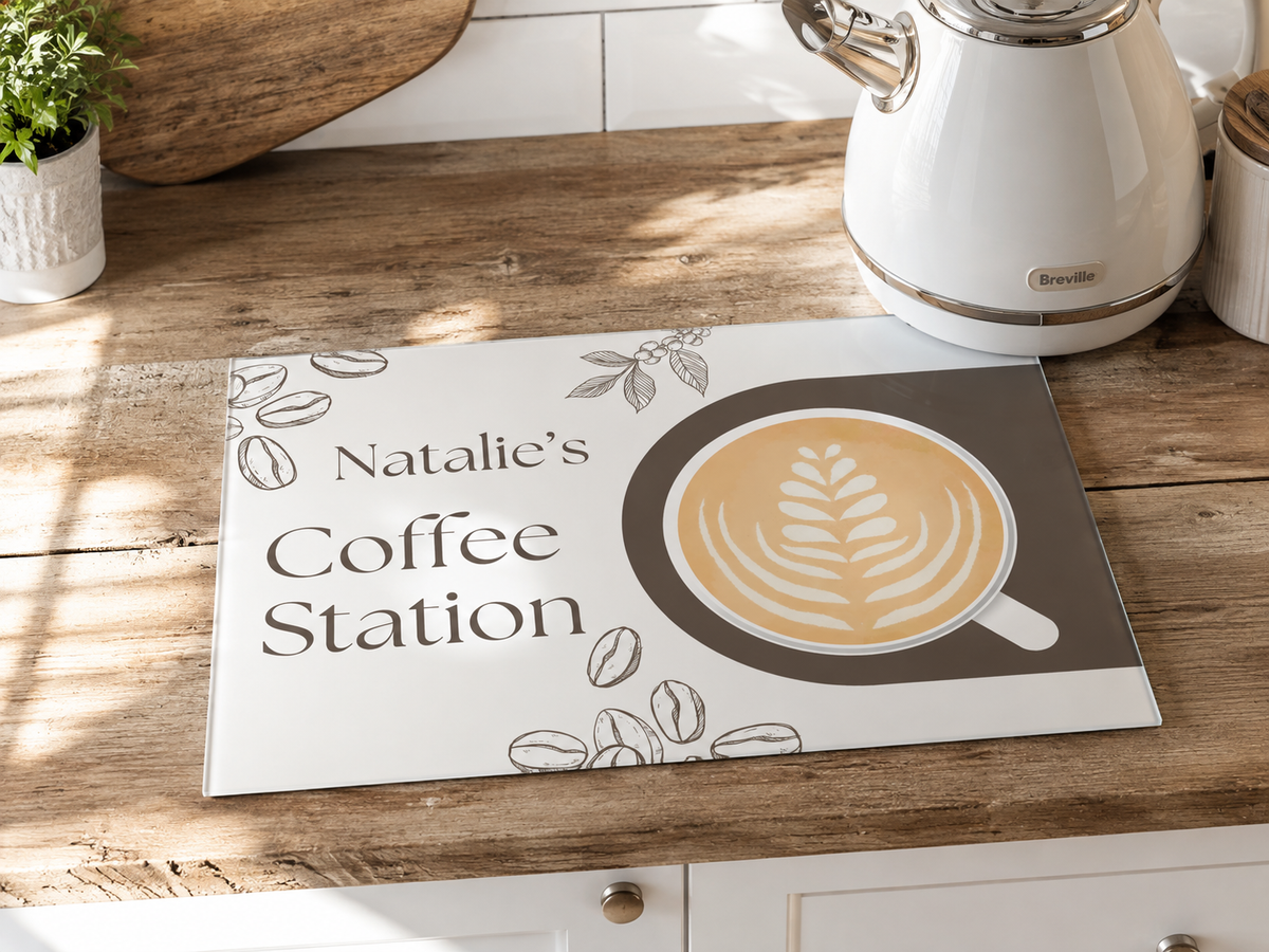 Personalised Coffee Station - Glass Chopping Board