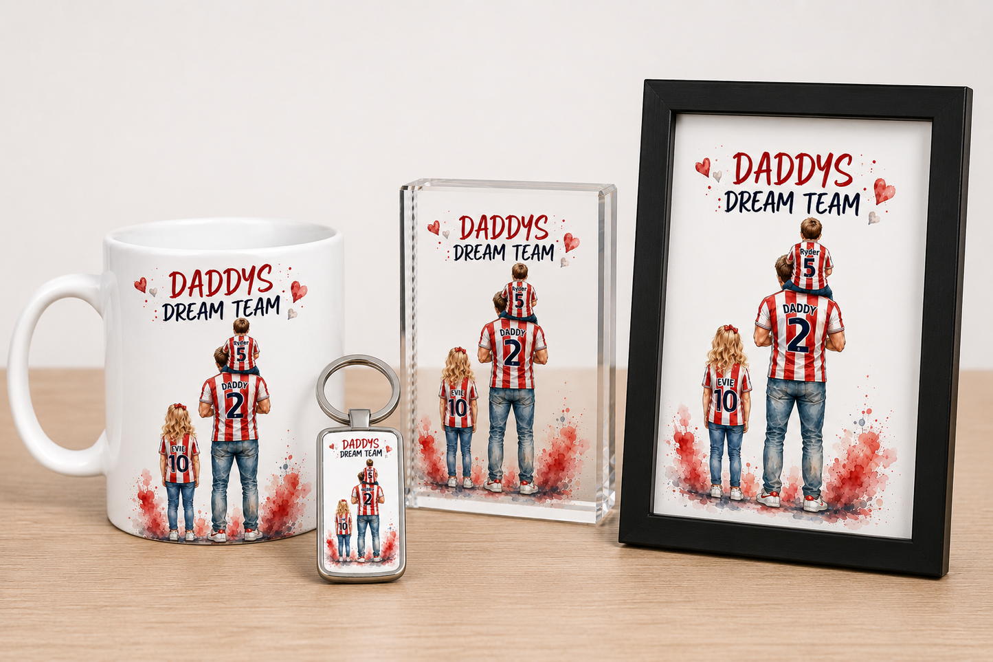 Personalised Dad's Team! Mug/Keyring/Crystal Blocks