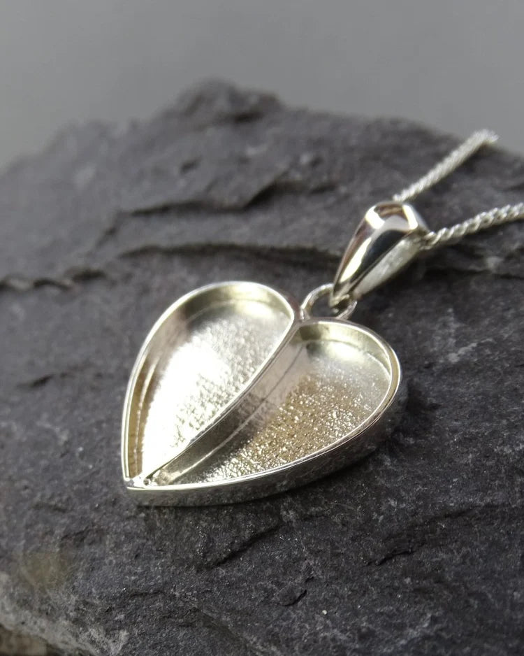 Split Heart Sterling Silver Memorial Pendant