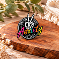 I Came, I Saw, I Had Anxiety, So I Left – Colourful Skeleton Hand Enamel Pin Badge