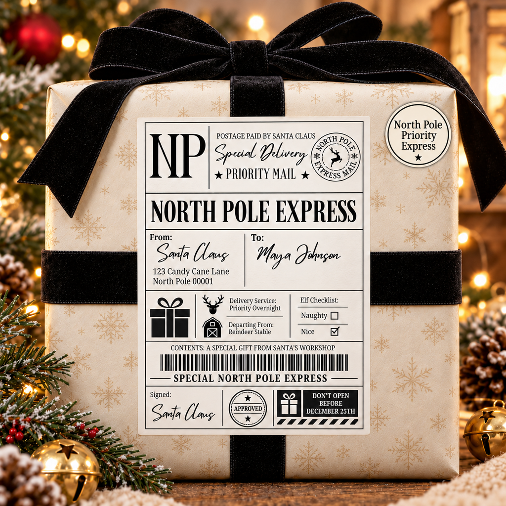 Personalised Christmas Gift Labels – Santa Mail & North Pole Delivery Stickers