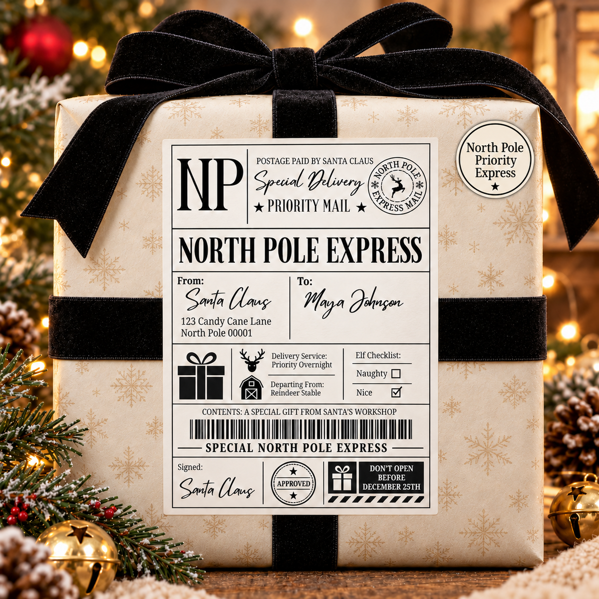 Personalised Christmas Gift Labels – Santa Mail & North Pole Delivery Stickers