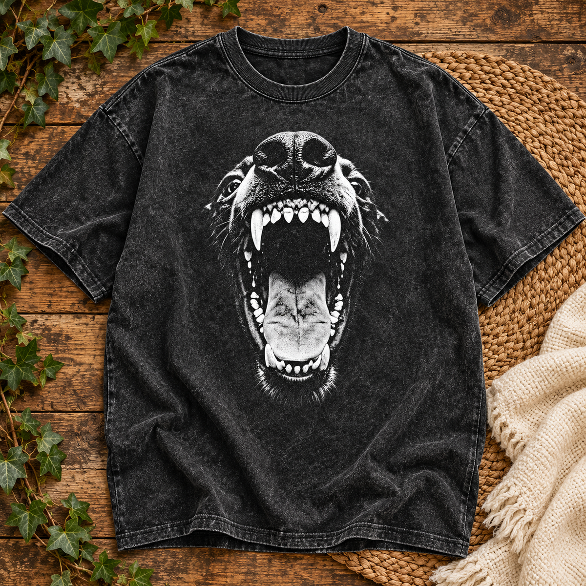 Savage Dog – Fierce Black & White Graphic Unisex T-Shirt