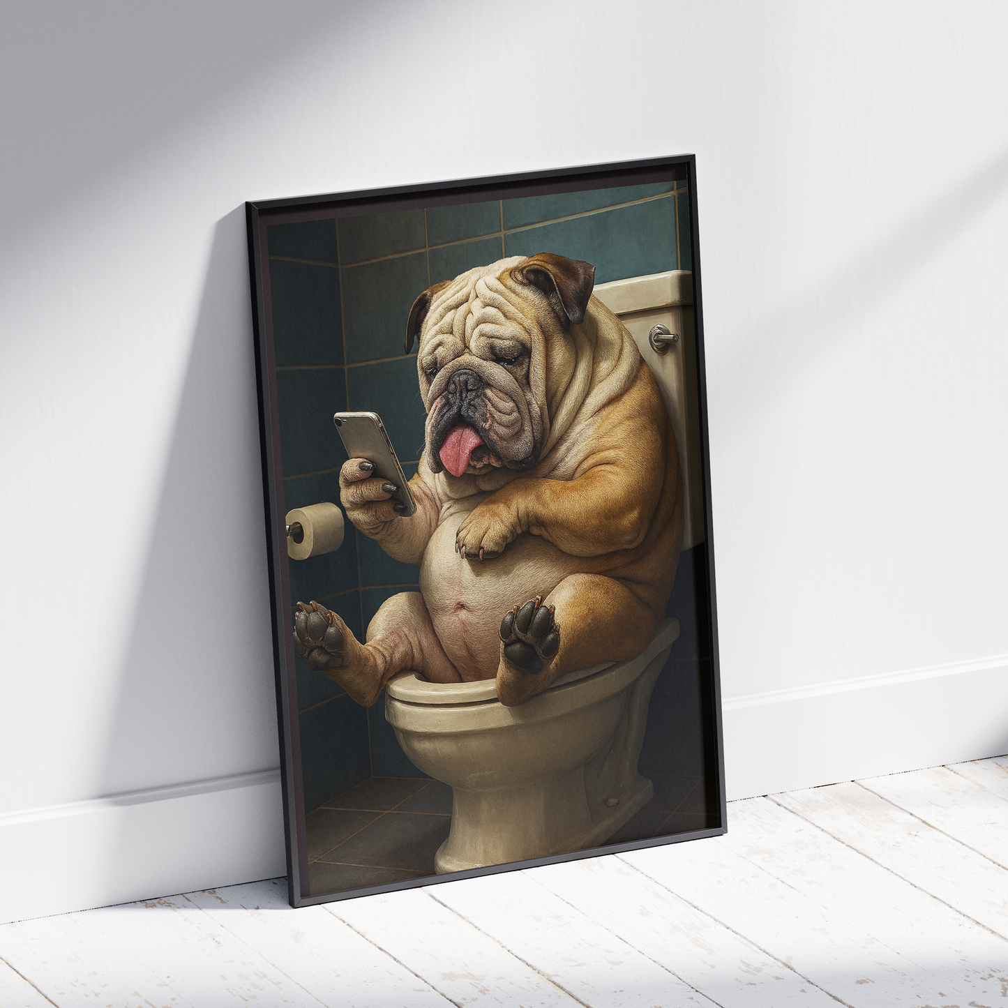 Bulldog in the Bathroom