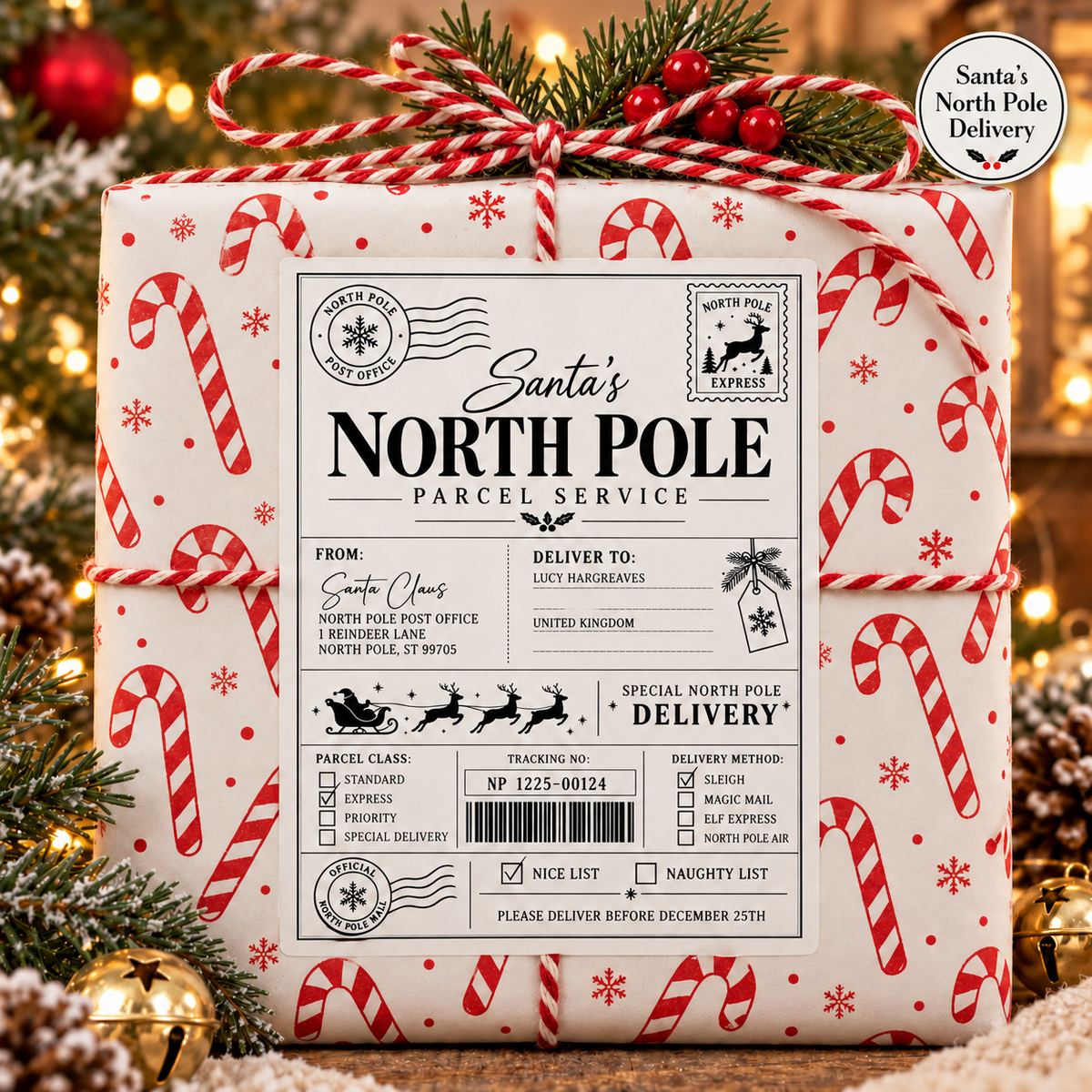 Personalised Christmas Gift Labels – Santa Mail & North Pole Delivery Stickers