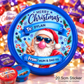 Personalised Christmas Chocolate Tub Sticker – Blue Santa