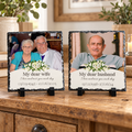 Personalised Memorial Photo Slate – Floral Tribute Design with Custom Wording – 20 × 20 cm
