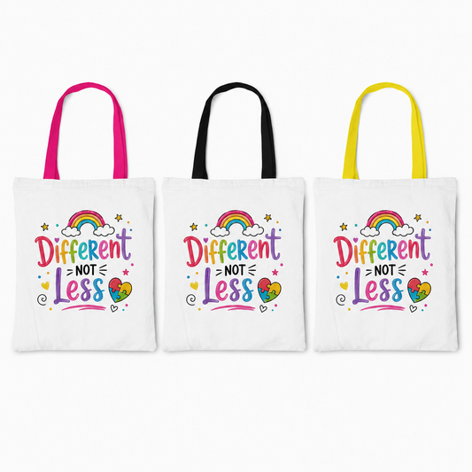 Different Not Less - Coloured Handle Tote Bag