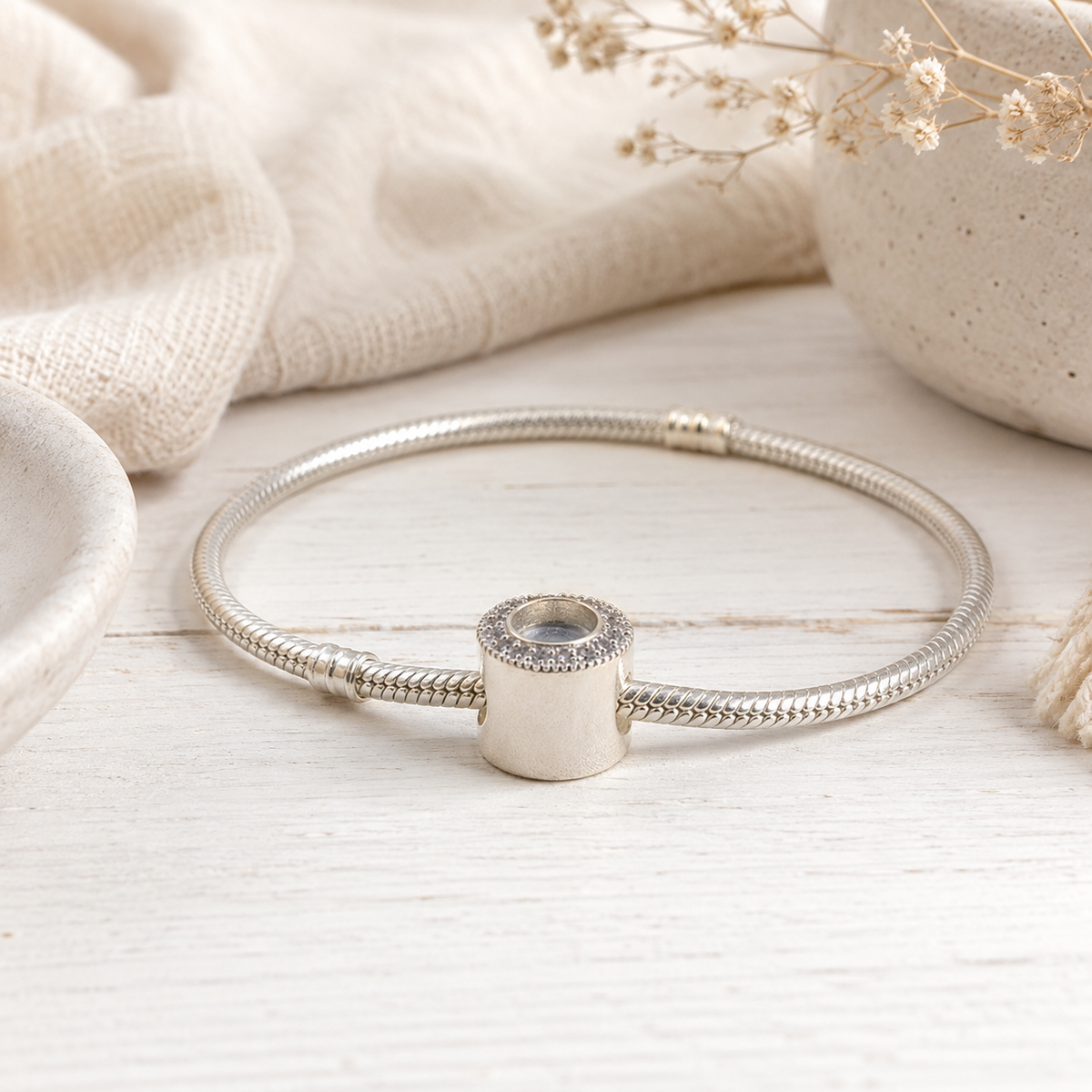 Silver CZ Bracelet Charm