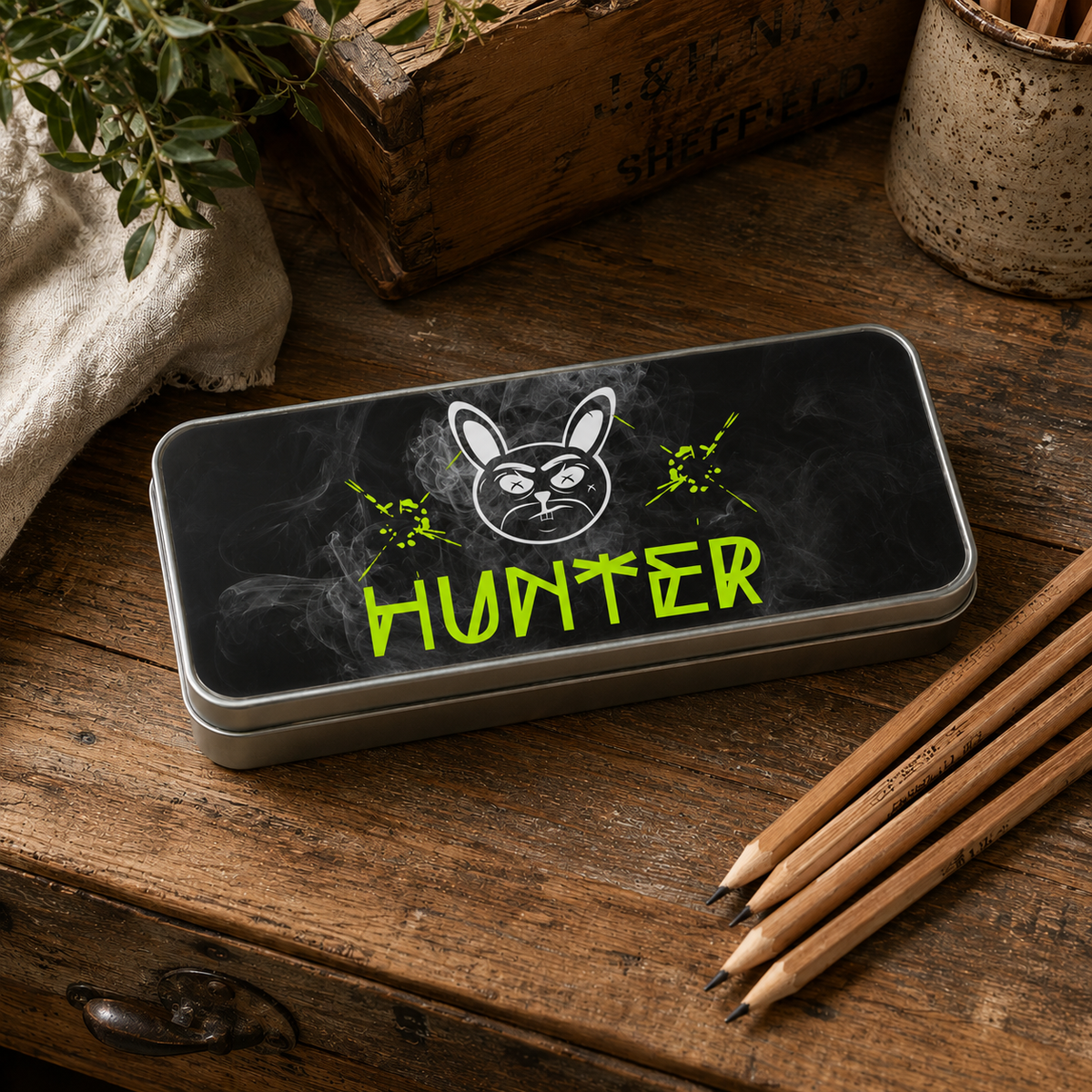 Personalised Metal Pencil Tin Grunge Bunny
