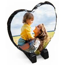 15cm Heart Gloss Rock Slate