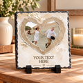 Personalised 1 Photo Heart Slate – Custom Text – 20 × 20 cm