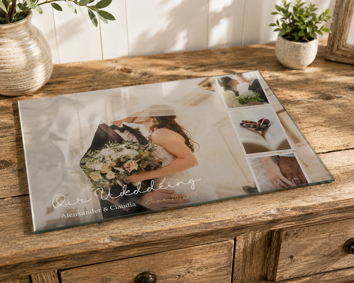 Our Wedding - Glass Chopping Board