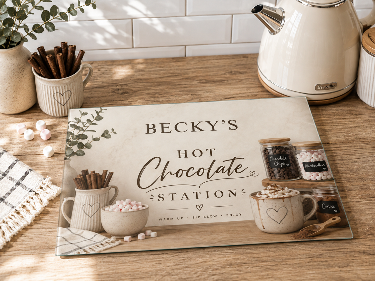 Personalised Hot Chocolate Station - Glass Chopping Board