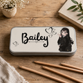 Personalised Metal Pencil Tin Anime Girl