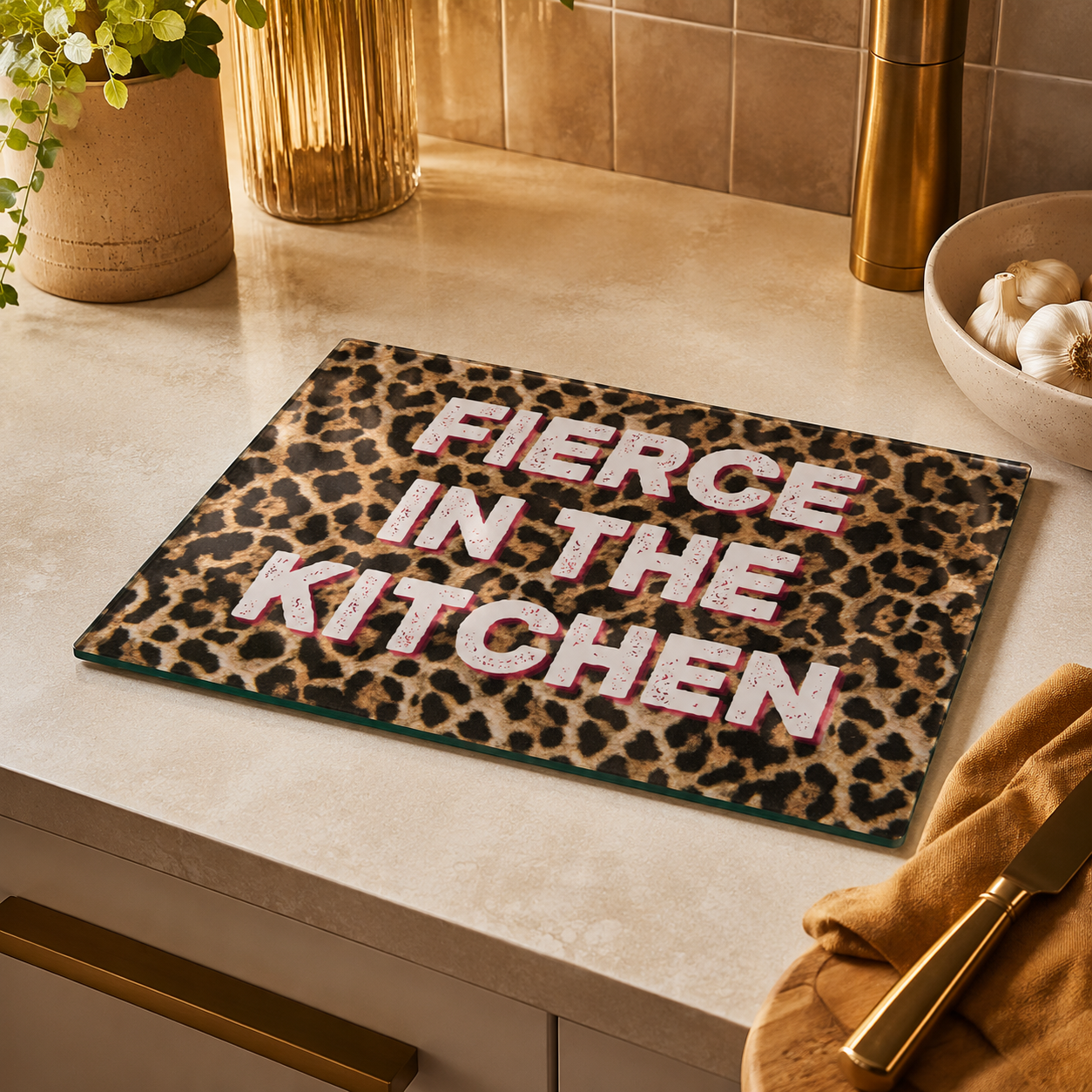 Fierce in the Kitchen - Glass Chopping Board