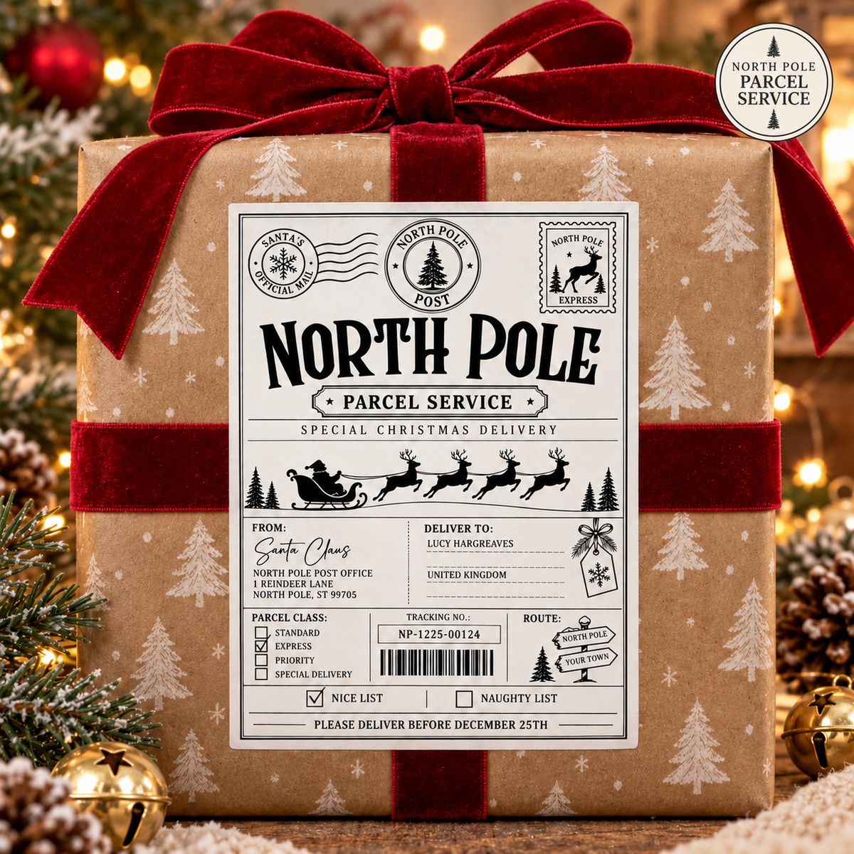 Personalised Christmas Gift Labels – Santa Mail & North Pole Delivery Stickers