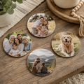 Photo Upload Wooden Round Coasters - Set of 4