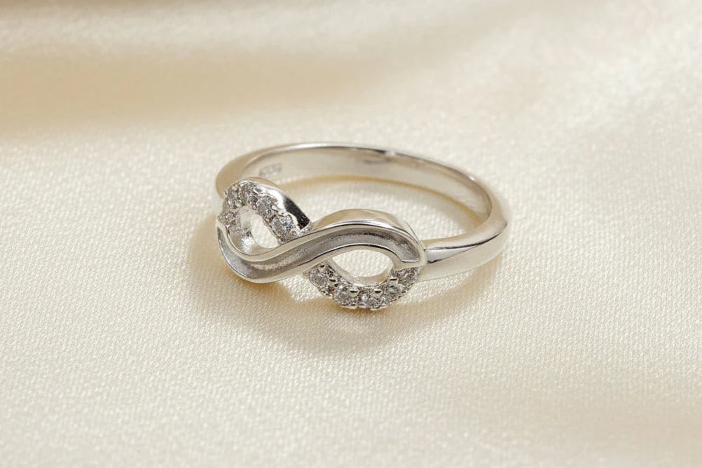 Solid silver cz infinity ring  - 0269SM