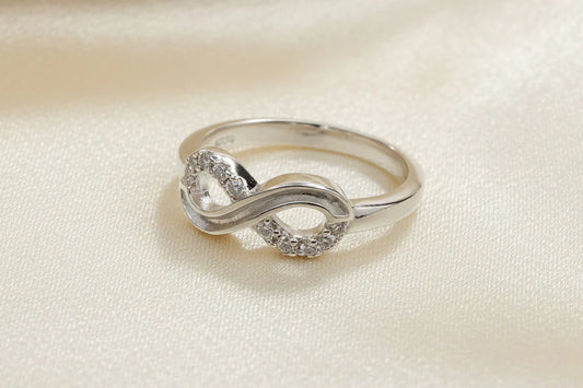 Solid silver cz infinity ring  - 0269SM