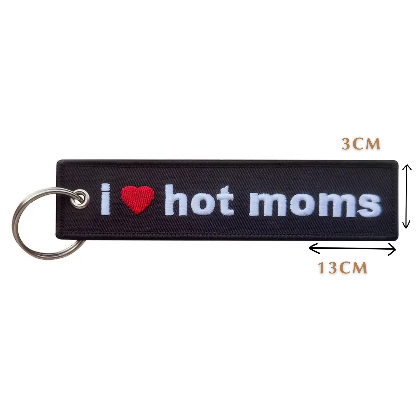 I Heart Hot Moms Embroidered Keyring