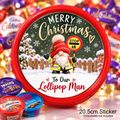 Christmas Chocolate Tub Sticker – Merry Christmas to Our Lollipop Man Gonk Design