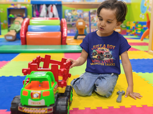 Just a boy who loves Monster Trucks - Children's T-Shirt