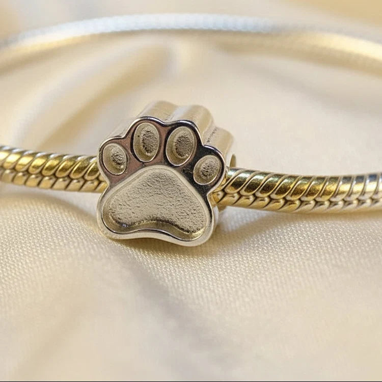 Solid Silver Dog Paw Charm