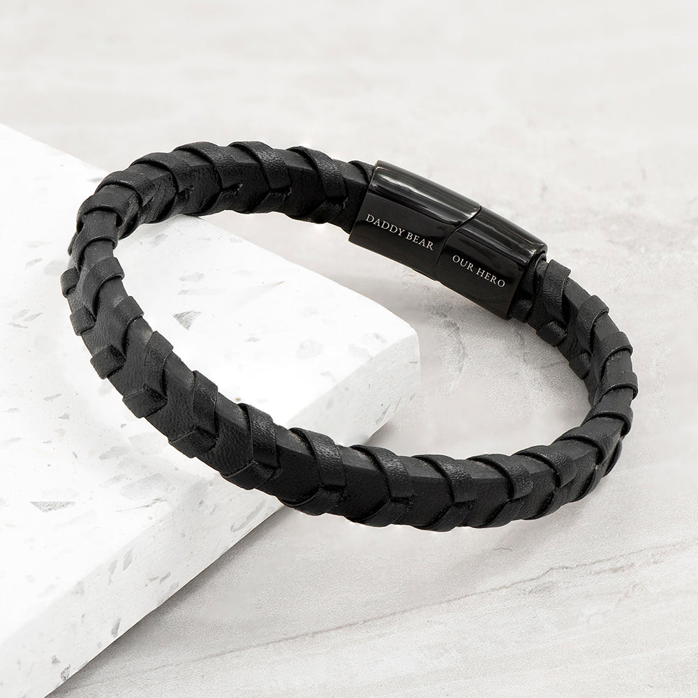 Personalised Men's Leather Chevron Bracelet