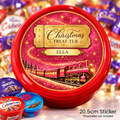 Personalised Christmas Treat Tub Sticker – Magical Pink & Gold Christmas Train Design