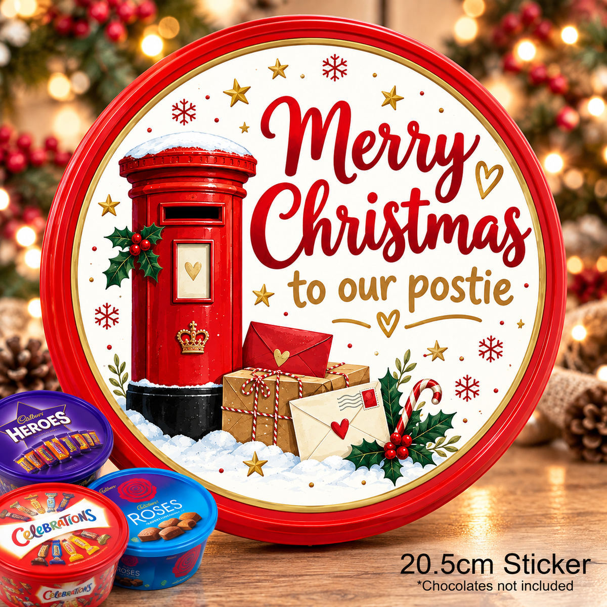 Christmas Chocolate Tub Sticker – Merry Christmas to Our Postie