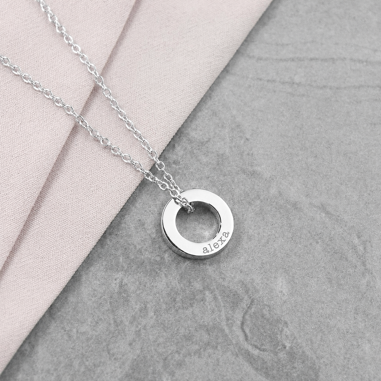 Personalised Mini Ring Necklace - Silver