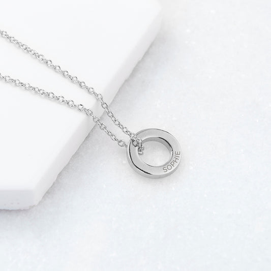 Personalised Mini Ring Necklace - Silver