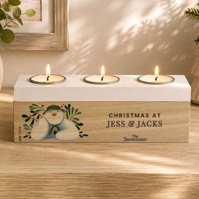 Personalised The Snowman Botanical Triple Tealight Holder